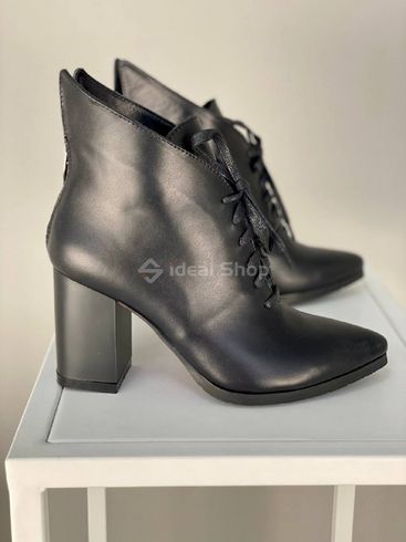 Фото Ботильоны женские кожаные черные на каблуке со шнуровкой демисезонные 9939д/37 7