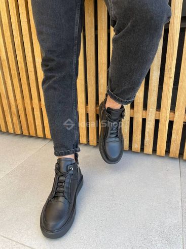 Фото Ботинки мужские кожаные черные на меху 8024з/40 5