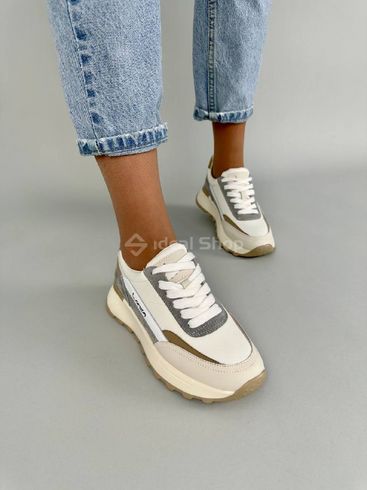 Кросівки жіночі шкіряні білі зі вставками замші та нейлону 38 (24 см)