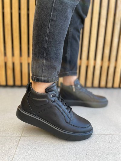 Фото Ботинки мужские кожаные черные на меху 8024з/40 1