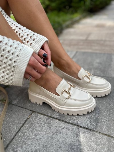 Skórzane buty damskie w kolorze mlecznym 36 (23,5 cm)
