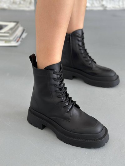 Фото Ботинки женские кожаные черные демисезонные 6612д/36 1