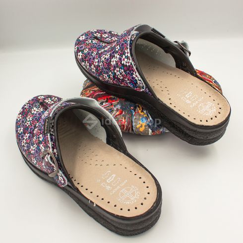 Фото Тапочки сабо жіночі Adaco 812sr black flowers 812sr-black flowers-36 9