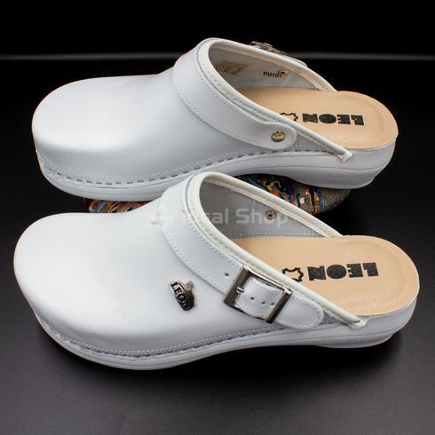 Фото Жіночі сабо шкіряні Leon PU101, білі PU101-white-38 10