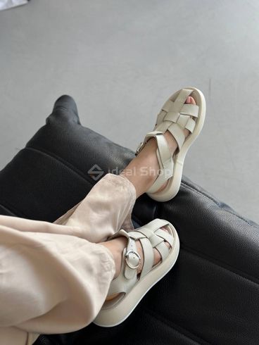 Foto Damskie skórzane sandały w kolorze mlecznym 6601/36 7