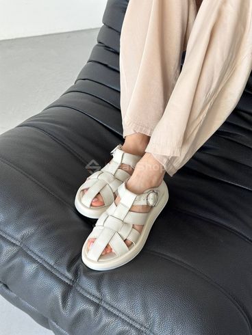 Foto Damskie skórzane sandały w kolorze mlecznym 6601/36 5