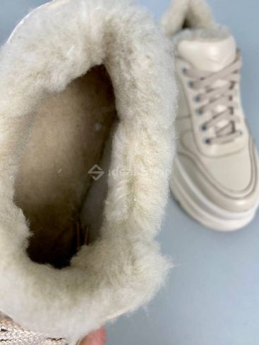 Кросівки жіночі шкіряні бежеві зимові 36 (23,5 см)