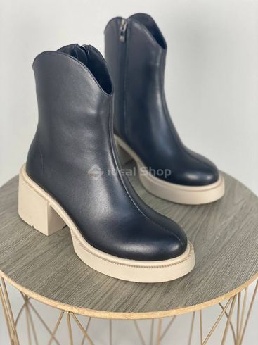Foto Damskie skórzane czarne buty zimowe na obcasie 8905-1з/36 10