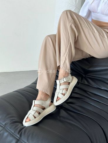 Foto Damskie skórzane sandały w kolorze mlecznym 6601/36 4