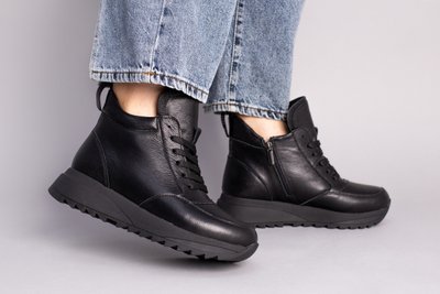 Sneakersy damskie skórzane czarne z futerkiem 39 (25-25.5 cm)