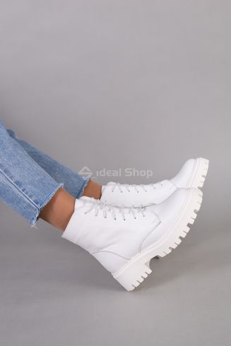 Фото Ботинки женские кожаные белые на низком ходу 5584д/36 5