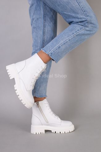 Фото Ботинки женские кожаные белые на низком ходу 5584д/36 2