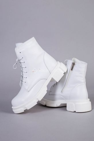 Фото Ботинки женские кожаные белого цвета на шнурках и с замком 5551-3д/36 12