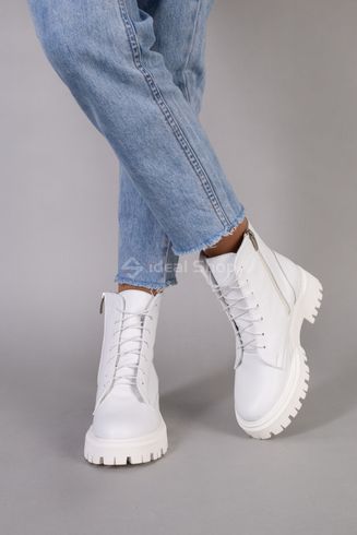 Фото Ботинки женские кожаные белые на низком ходу 5584д/36 4