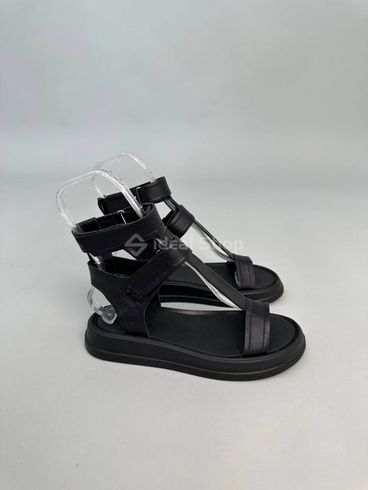 Foto Czarne skórzane sandały damskie na niskim obcasie 5513/36 13