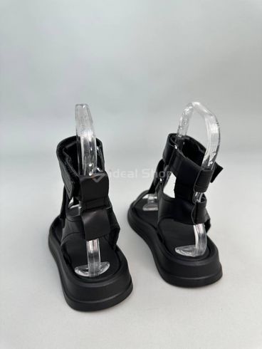 Foto Czarne skórzane sandały damskie na niskim obcasie 5513/36 16