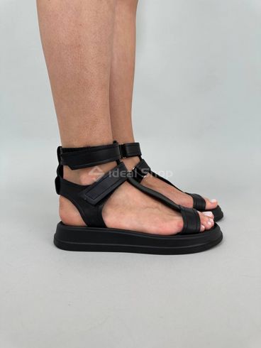 Foto Czarne skórzane sandały damskie na niskim obcasie 5513/36 1