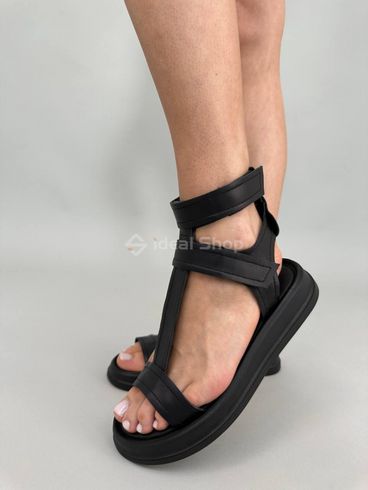 Foto Czarne skórzane sandały damskie na niskim obcasie 5513/36 2