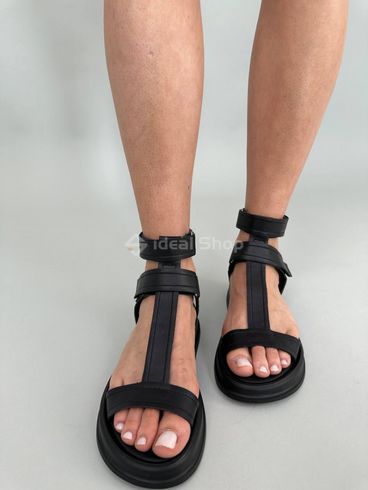 Foto Czarne skórzane sandały damskie na niskim obcasie 5513/36 3