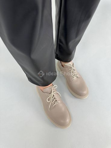 Лоферы женские кожаные бежевые на шнурках низкий ход 41 (26.5 см)