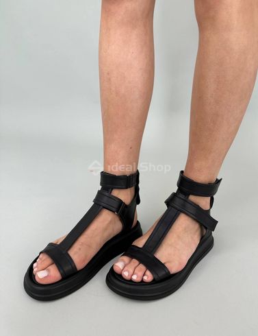 Foto Czarne skórzane sandały damskie na niskim obcasie 5513/36 4