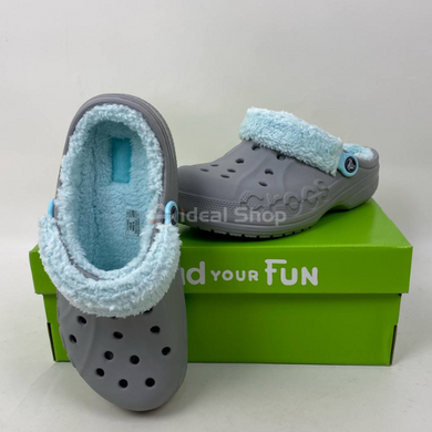 Крокси Baya Lined Fuzz Strap Grey/Ice Blue, розмір 36