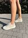 Кросівки жіночі шкіряні бежеві із вставками замші