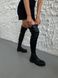 Чоботи-панчохи жіночі стрейч шкіра чорного кольору на низькому ходу зимові 37 (24 см)