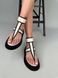 Skórzane sandały damskie mleczne z czarnymi wstawkami 36 (23,5 cm)
