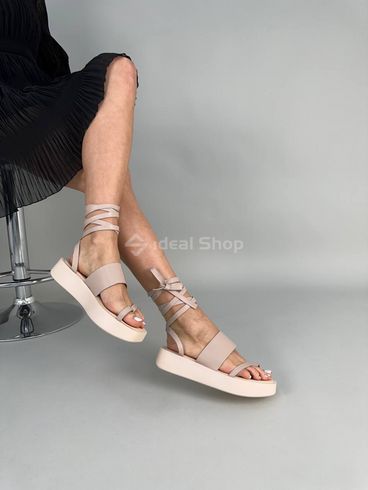 Foto Damskie skórzane beżowe sandały z wiązaniami 8513-2/36 12