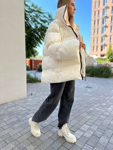 Фото Ботинки женские кожаные молочного цвета на байке 5583-2д/35 7
