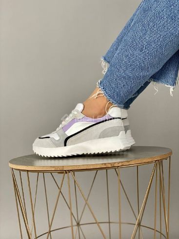 Кросівки жіночі шкіряні білого кольору з кольоровими вставками 37 (24-24.5 см)