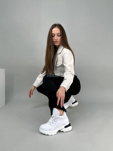 Damskie skórzane sneakersy zimowe w kolorze białym 36 (23 cm)