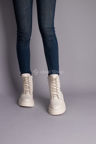 Фото Ботинки женские кожаные молочного цвета на байке 6706д/39 3