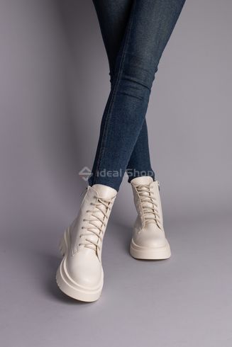 Фото Ботинки женские кожаные молочного цвета на байке 6706д/39 5