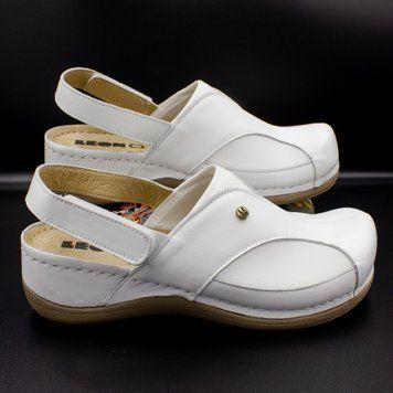 Фото Жіночі сабо шкіряні Leon Aria II, білі 913-white-37 1