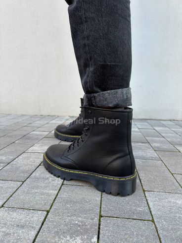 Фото Ботинки мужские кожаные черного цвета с желтой строчкой зимние 7201з/40 4