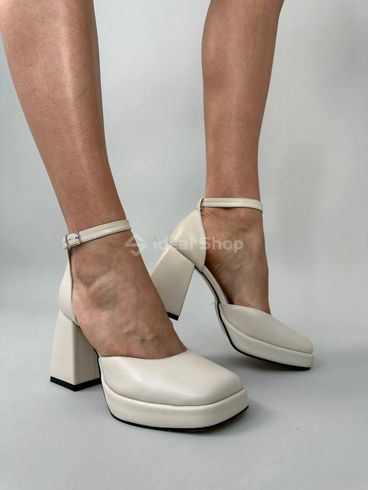 Туфлі жіночі шкіряні молочного кольору на підборах 36 (23,5 см)