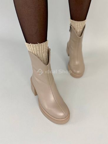 Фото Ботинки женские кожаные бежевого цвета на каблуке зимние 8905-5з/36 3