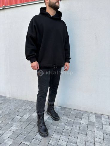 Фото Ботинки мужские кожаные черного цвета с желтой строчкой зимние 7201з/40 8