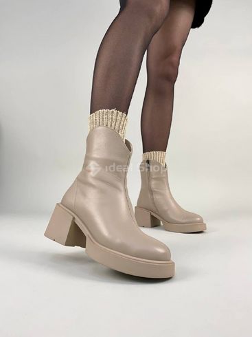 Фото Ботинки женские кожаные бежевого цвета на каблуке зимние 8905-5з/36 2