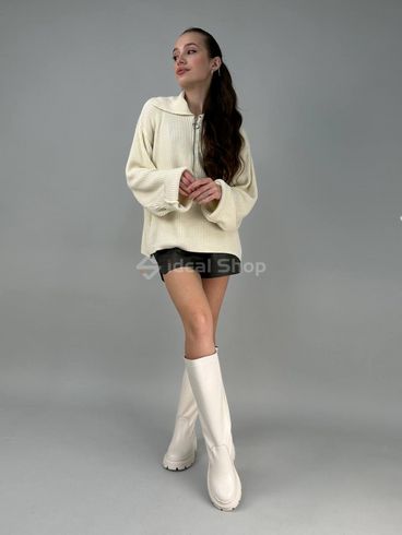 Фото Сапоги женские кожаные молочного цвета демисезонные 8702д/37 9