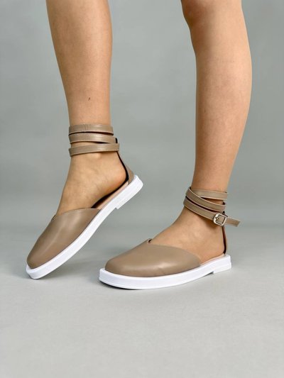 Foto Skórzane sandały damskie w kolorze ciemnobeżowym 8516-9/38 1