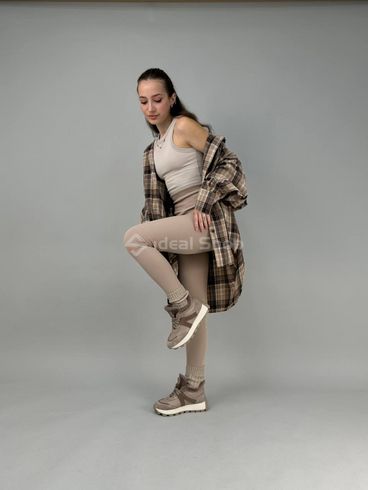 Кросівки жіночі шкіряні бежеві зі вставками замші зимові 37 (24 см)
