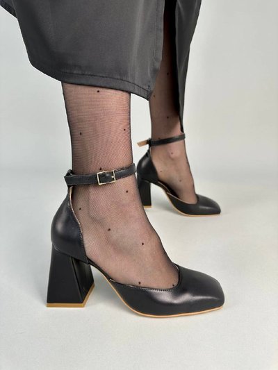 Туфлі жіночі шкіряні чорні на підборах 35 (23,5 см)