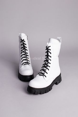 Фото Ботинки женские кожаные белые на шнурках и с замком, демисезонные 5543-1д/41 7
