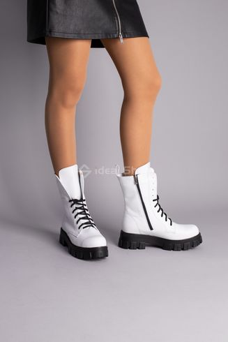 Фото Ботинки женские кожаные белые на шнурках и с замком, демисезонные 5543-1д/41 3
