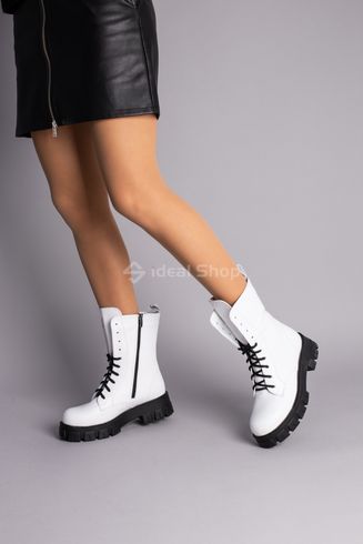 Фото Ботинки женские кожаные белые на шнурках и с замком, демисезонные 5543-1д/41 4