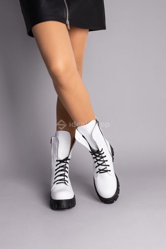 Фото Ботинки женские кожаные белые на шнурках и с замком, демисезонные 5543-1д/41 2