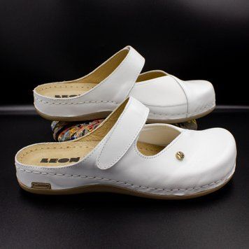 Фото Женские тапочки сабо кожаные Leon Ruby, 953, белые 953-white-37 1